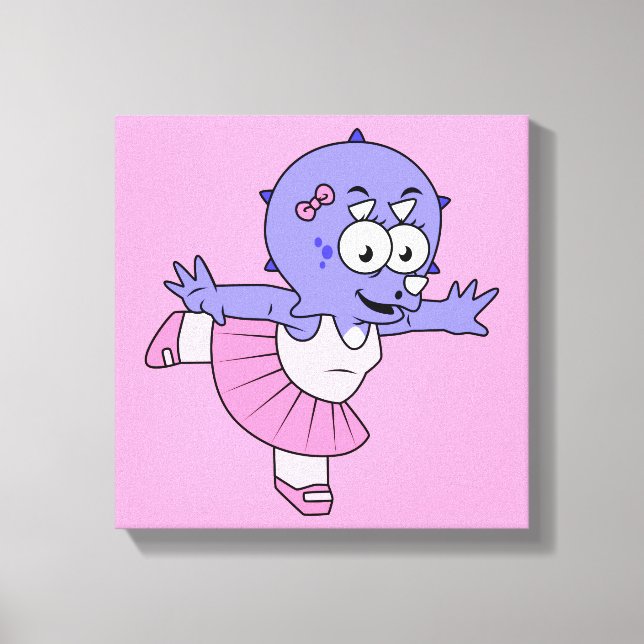 Illustration Of A Triceratops Ballet Dancer. Canvas Print (Front)
