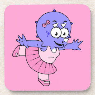 Illustration Of A Triceratops Ballet Dancer. Coaster