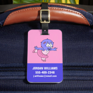 Illustration Of A Triceratops Ballet Dancer. Luggage Tag