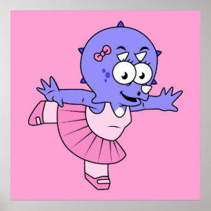 Illustration Of A Triceratops Ballet Dancer. Poster