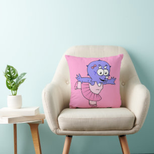 Illustration Of A Triceratops Ballet Dancer. Throw Pillow