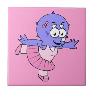 Illustration Of A Triceratops Ballet Dancer. Tile
