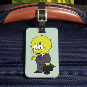 Illustration Of A Triceratops Businessman. Luggage Tag
