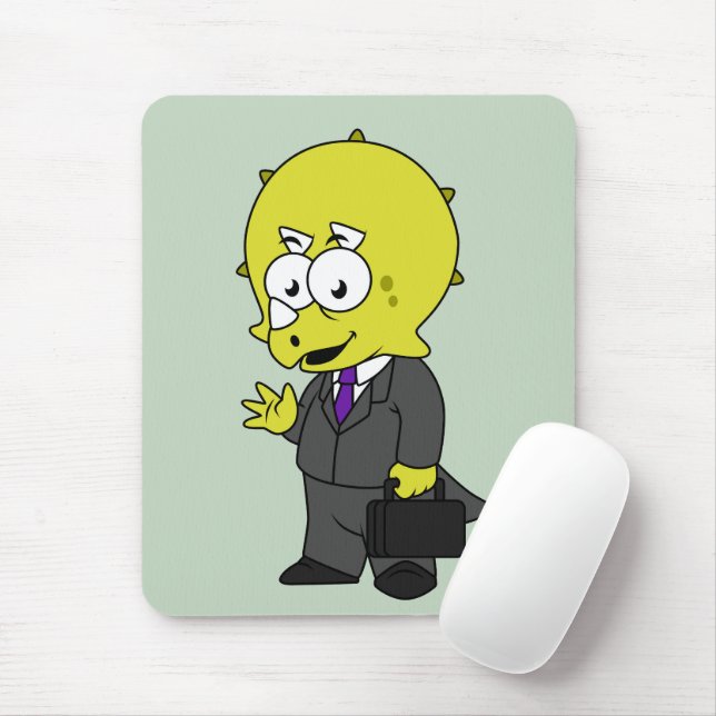 Illustration Of A Triceratops Businessman. Mouse Pad (With Mouse)
