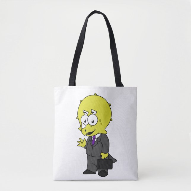 Illustration Of A Triceratops Businessman. Tote Bag (Front)