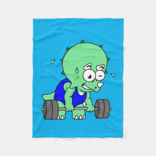 Illustration Of A Triceratops Lifting Weights. Fleece Blanket