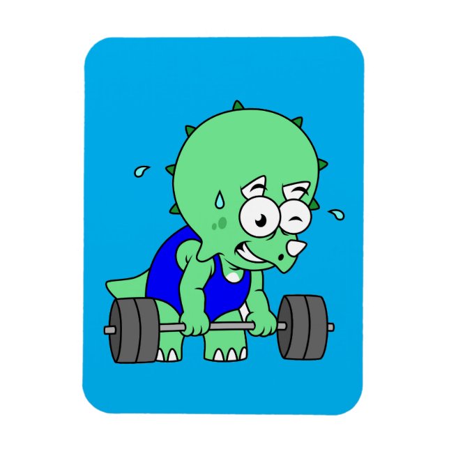 Illustration Of A Triceratops Lifting Weights. Magnet (Vertical)