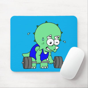 Illustration Of A Triceratops Lifting Weights. Mouse Pad