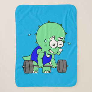 Illustration Of A Triceratops Lifting Weights. Sherpa Blanket