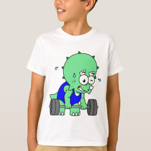 Illustration Of A Triceratops Lifting Weights. T-Shirt