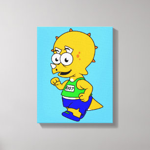 Illustration Of A Triceratops Runner. Canvas Print