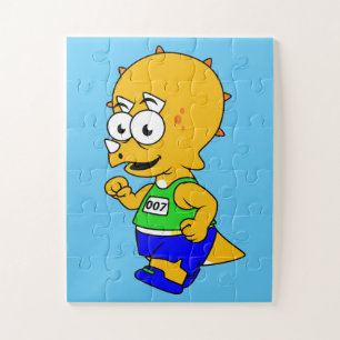 Illustration Of A Triceratops Runner. Jigsaw Puzzle