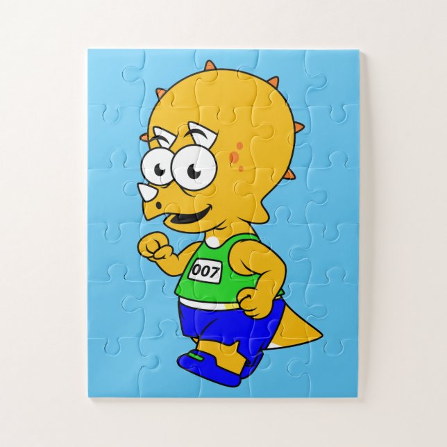Illustration Of A Triceratops Runner. Jigsaw Puzzle (Vertical)