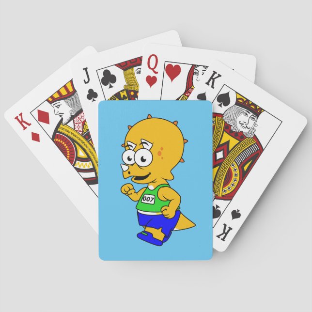 Illustration Of A Triceratops Runner. Playing Cards (Back)