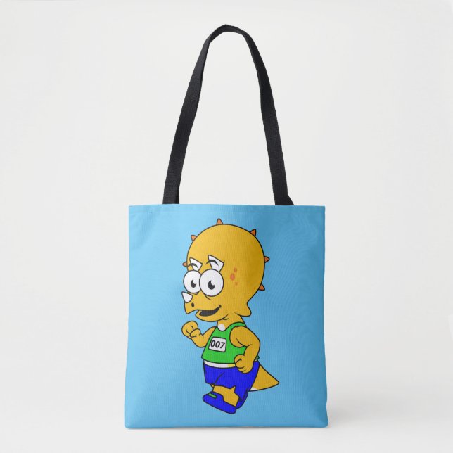 Illustration Of A Triceratops Runner. Tote Bag (Front)