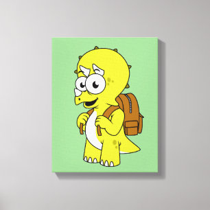 Illustration Of A Triceratops With Backpack. Canvas Print