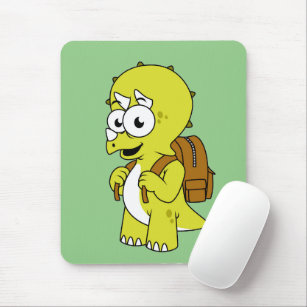 Illustration Of A Triceratops With Backpack. Mouse Pad
