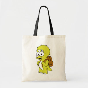 Illustration Of A Triceratops With Backpack. Tote Bag