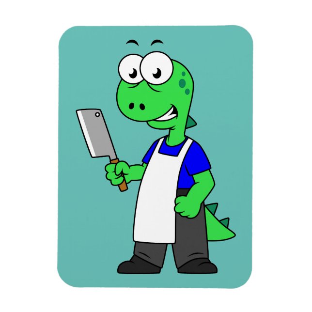 Illustration Of A Tyrannosaurus Rex Butcher. Magnet (Vertical)