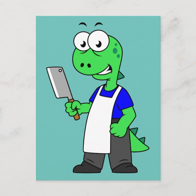 Illustration Of A Tyrannosaurus Rex Butcher. Postcard (Front)
