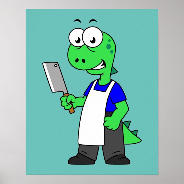 Illustration Of A Tyrannosaurus Rex Butcher. Poster (Front)