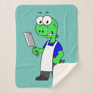 Illustration Of A Tyrannosaurus Rex Butcher. Sherpa Blanket
