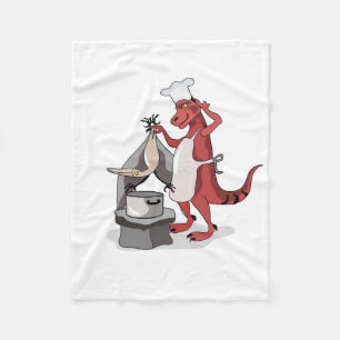 Illustration Of A Tyrannosaurus Rex Chef Cooking. Fleece Blanket