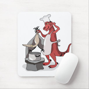Illustration Of A Tyrannosaurus Rex Chef Cooking. Mouse Pad