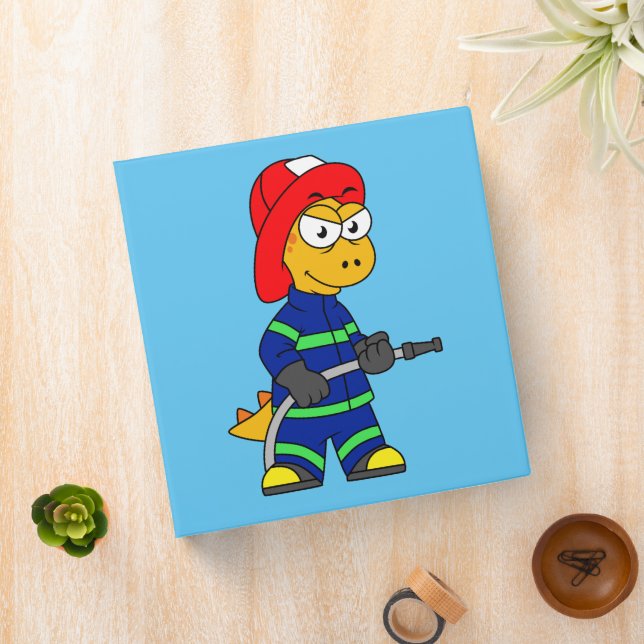Illustration Of A Tyrannosaurus Rex Firefighter. Binder (In Situ)