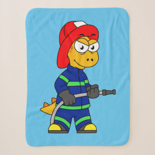 Illustration Of A Tyrannosaurus Rex Firefighter. Sherpa Blanket