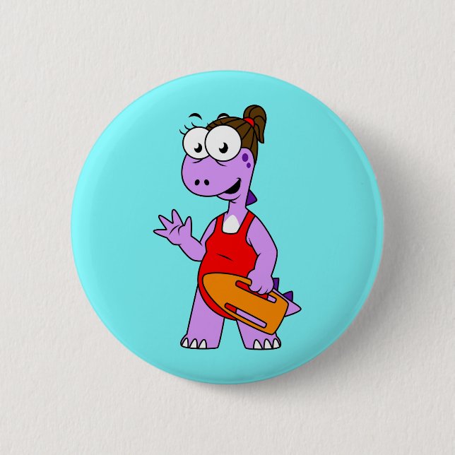 Illustration Of A Tyrannosaurus Rex Lifeguard. 2 Inch Round Button (Front)