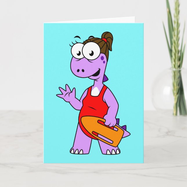 Illustration Of A Tyrannosaurus Rex Lifeguard. Card (Front)