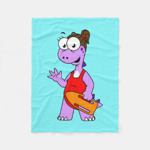 Illustration Of A Tyrannosaurus Rex Lifeguard. Fleece Blanket