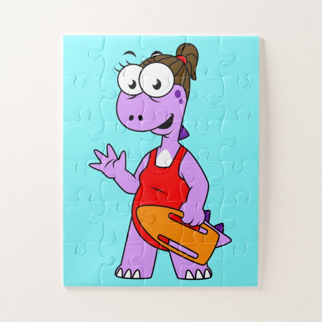 Illustration Of A Tyrannosaurus Rex Lifeguard. Jigsaw Puzzle (Vertical)