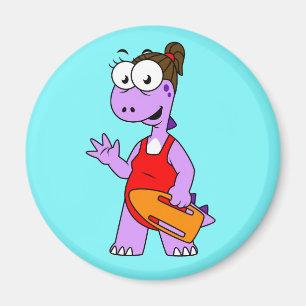 Illustration Of A Tyrannosaurus Rex Lifeguard. Magnet