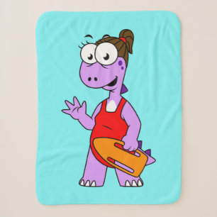 Illustration Of A Tyrannosaurus Rex Lifeguard. Sherpa Blanket
