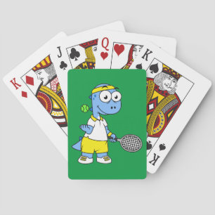 Illustration Of A Tyrannosaurus Rex Tennis Player. Playing Cards