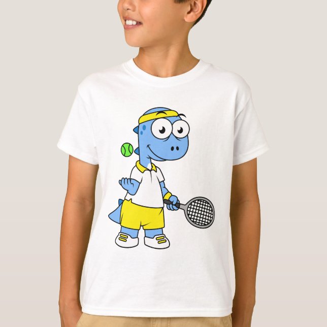 Illustration Of A Tyrannosaurus Rex Tennis Player. T-Shirt (Front)