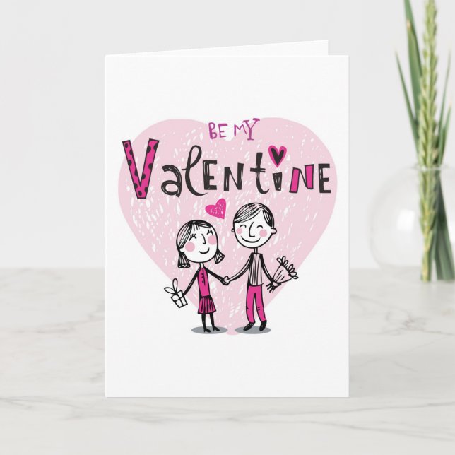 Illustration of a Valentine's Couple Holiday Card (Front)