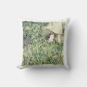 Illustration of a woman's feet standing on the fre throw pillow