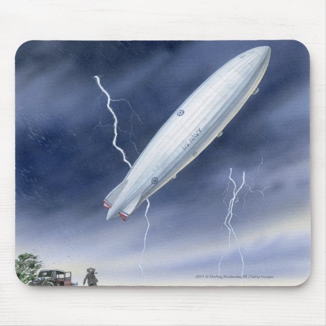 Illustration of airship being struck by lightning mouse pad (Front)