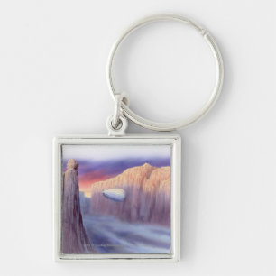 Illustration of an airship travelling keychain