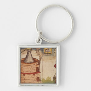 Illustration of an alchemist at work keychain