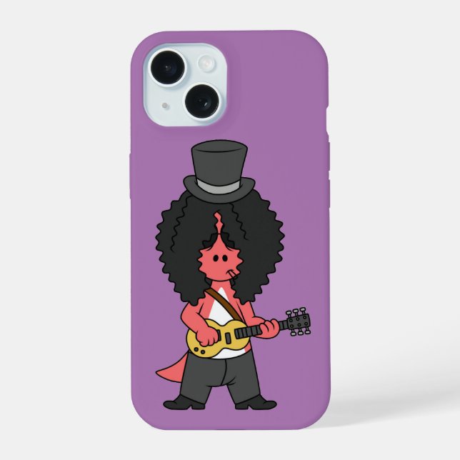 Illustration Of An Allosaurus Dressed As Rock Star iPhone 15 Case (Back)