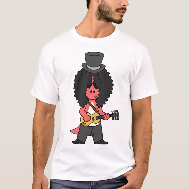 Illustration Of An Allosaurus Dressed As Rock Star T-Shirt (Front)