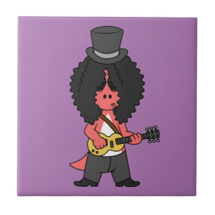 Illustration Of An Allosaurus Dressed As Rock Star Tile