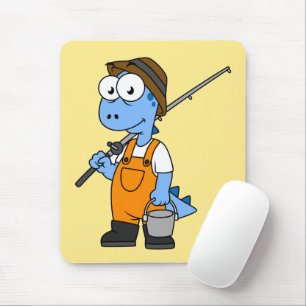 Illustration Of An Allosaurus Fisherman. Mouse Pad