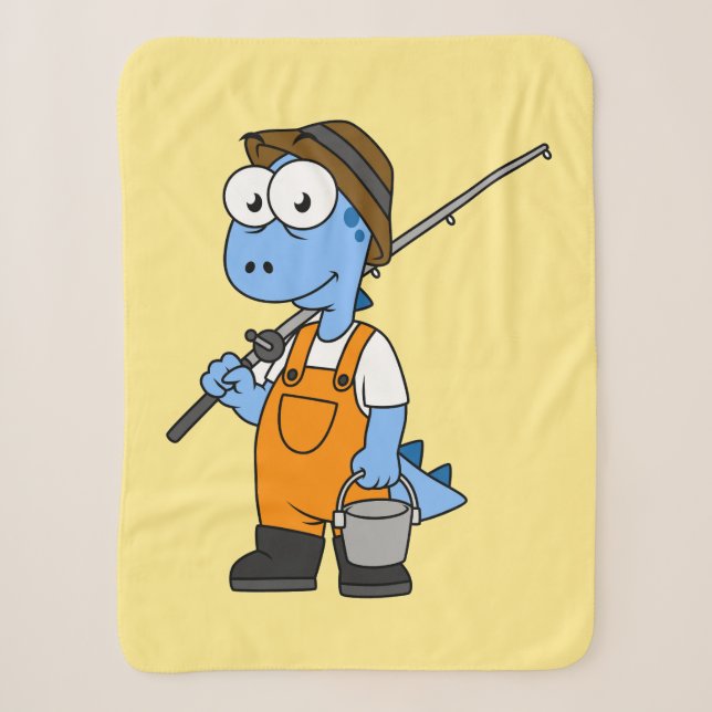 Illustration Of An Allosaurus Fisherman. Sherpa Blanket (Front)