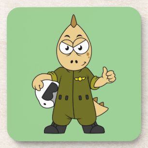 Illustration Of An Allosaurus Jet Pilot. Coaster