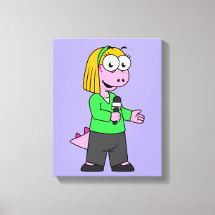 Illustration Of An Allosaurus News Reporter. Canvas Print